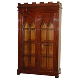 PAIR of English Flame  Mahogany Gothic Bookcases